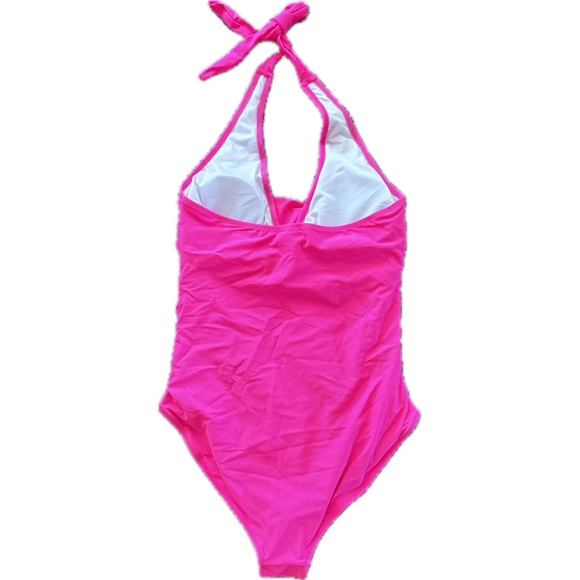 🩷 5 for $25 sale *NWT* Womens large, neon pink, halter tie, one-piece swimsuit - Picture 2 of 3